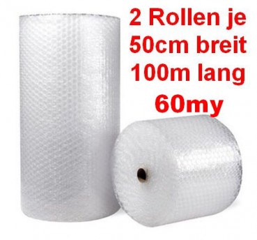 2 Rollen Luftpolsterfolie 50cm x 100m 60my Noppenfolie